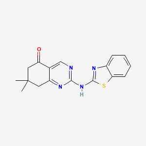 molecular formula C17H16N4OS B11081407 2-(Benzothiazol-2-ylamino)-7,7-dimethyl-7,8-dihydro-6H-quinazolin-5-one 