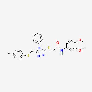 N-(2,3-dihydro-1,4-benzodioxin-6-yl)-2-[(5-{[(4-methylphenyl)sulfanyl]methyl}-4-phenyl-4H-1,2,4-triazol-3-yl)sulfanyl]acetamide