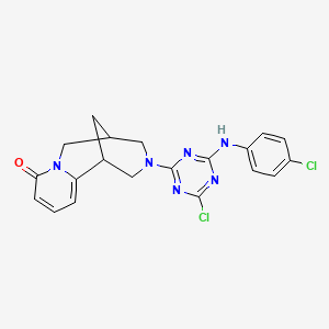 molecular formula C20H18Cl2N6O B11081469 3-{4-chloro-6-[(4-chlorophenyl)amino]-1,3,5-triazin-2-yl}-1,2,3,4,5,6-hexahydro-8H-1,5-methanopyrido[1,2-a][1,5]diazocin-8-one 