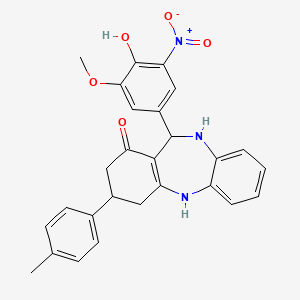 11-(4-hydroxy-3-methoxy-5-nitrophenyl)-3-(4-methylphenyl)-2,3,4,5,10,11-hexahydro-1H-dibenzo[b,e][1,4]diazepin-1-one