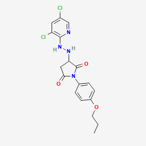 molecular formula C18H18Cl2N4O3 B11081488 3-[2-(3,5-Dichloropyridin-2-yl)hydrazinyl]-1-(4-propoxyphenyl)pyrrolidine-2,5-dione 