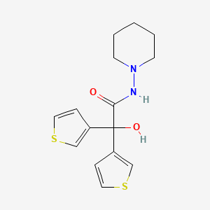 molecular formula C15H18N2O2S2 B11081492 2-hydroxy-N-(piperidin-1-yl)-2,2-di(thiophen-3-yl)acetamide 