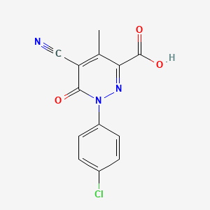 molecular formula C13H8ClN3O3 B11081507 1-(4-Chlorophenyl)-5-cyano-4-methyl-6-oxo-1,6-dihydropyridazine-3-carboxylic acid 