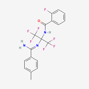 molecular formula C18H14F7N3O B11081537 2-Fluoro-N-[2,2,2-trifluoro-1-[(4-methyl-benzimidoyl)-amino]-1-trifluoromethyl-ethyl]-benzamide 