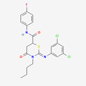 molecular formula C21H20Cl2FN3O2S B11081561 (2Z)-3-butyl-2-[(3,5-dichlorophenyl)imino]-N-(4-fluorophenyl)-4-oxo-1,3-thiazinane-6-carboxamide 