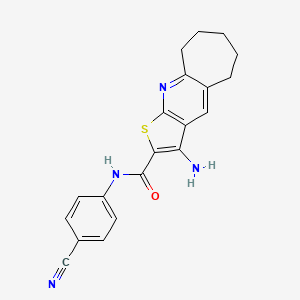 molecular formula C20H18N4OS B11081576 3-amino-N-(4-cyanophenyl)-6,7,8,9-tetrahydro-5H-cyclohepta[b]thieno[3,2-e]pyridine-2-carboxamide 