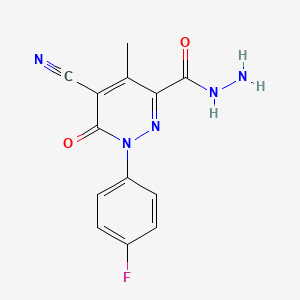 molecular formula C13H10FN5O2 B11081592 5-Cyano-1-(4-fluorophenyl)-4-methyl-6-oxo-1,6-dihydropyridazine-3-carbohydrazide CAS No. 682348-19-2