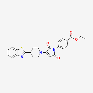 molecular formula C25H23N3O4S B11081603 ethyl 4-{3-[4-(1,3-benzothiazol-2-yl)piperidin-1-yl]-2,5-dioxo-2,5-dihydro-1H-pyrrol-1-yl}benzoate 