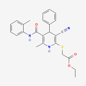 Ethyl ({3-cyano-6-methyl-5-[(2-methylphenyl)carbamoyl]-4-phenyl-1,4-dihydropyridin-2-yl}sulfanyl)acetate