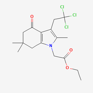 ethyl [2,6,6-trimethyl-4-oxo-3-(2,2,2-trichloroethyl)-4,5,6,7-tetrahydro-1H-indol-1-yl]acetate