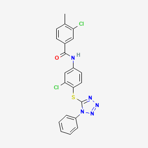 molecular formula C21H15Cl2N5OS B11081646 3-chloro-N-{3-chloro-4-[(1-phenyl-1H-tetrazol-5-yl)sulfanyl]phenyl}-4-methylbenzamide 