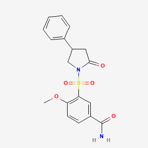 4-Methoxy-3-[(2-oxo-4-phenylpyrrolidin-1-yl)sulfonyl]benzamide