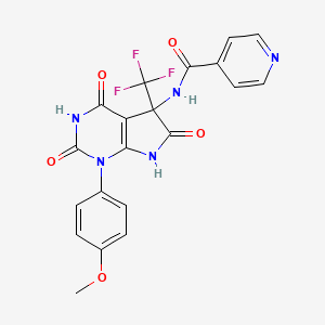 N-[1-(4-methoxyphenyl)-2,4,6-trioxo-5-(trifluoromethyl)-2,3,4,5,6,7-hexahydro-1H-pyrrolo[2,3-d]pyrimidin-5-yl]isonicotinamide