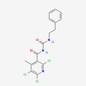 molecular formula C16H14Cl3N3O2 B11081757 2,5,6-trichloro-4-methyl-N-[(2-phenylethyl)carbamoyl]pyridine-3-carboxamide 