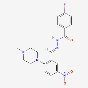 molecular formula C19H20FN5O3 B11081763 4-fluoro-N'-[5-nitro-2-(4-methyl-1-piperazinyl)benzylidene]benzohydrazide 