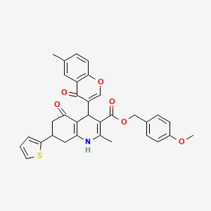 molecular formula C33H29NO6S B11081782 4-methoxybenzyl 2-methyl-4-(6-methyl-4-oxo-4H-chromen-3-yl)-5-oxo-7-(thiophen-2-yl)-1,4,5,6,7,8-hexahydroquinoline-3-carboxylate 