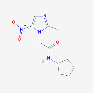 molecular formula C11H16N4O3 B11081790 N-Cyclopentyl-2-(2-methyl-5-nitro-imidazol-1-yl)-acetamide 