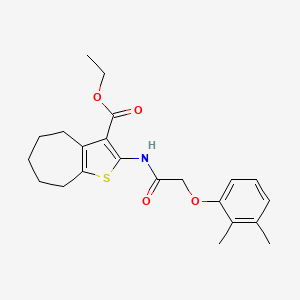 molecular formula C22H27NO4S B11081807 ethyl 2-{[(2,3-dimethylphenoxy)acetyl]amino}-5,6,7,8-tetrahydro-4H-cyclohepta[b]thiophene-3-carboxylate 