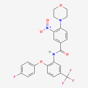 molecular formula C24H19F4N3O5 B11081814 N-[2-(4-fluorophenoxy)-5-(trifluoromethyl)phenyl]-4-(morpholin-4-yl)-3-nitrobenzamide 