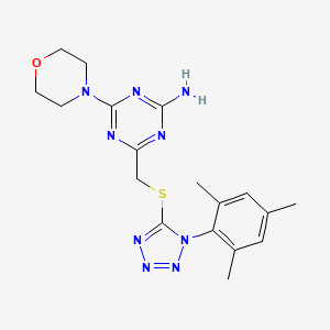 molecular formula C18H23N9OS B11081836 4-(morpholin-4-yl)-6-({[1-(2,4,6-trimethylphenyl)-1H-tetrazol-5-yl]sulfanyl}methyl)-1,3,5-triazin-2-amine 