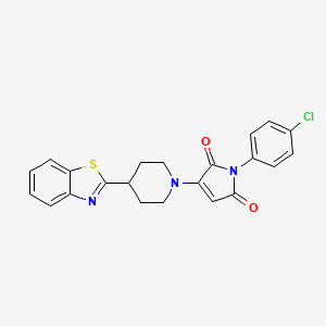 molecular formula C22H18ClN3O2S B11081868 3-[4-(1,3-benzothiazol-2-yl)piperidin-1-yl]-1-(4-chlorophenyl)-1H-pyrrole-2,5-dione 