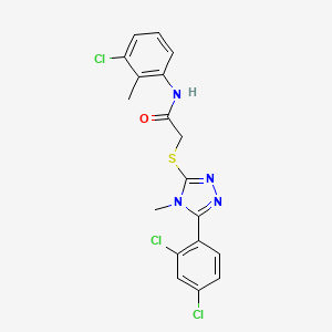 molecular formula C18H15Cl3N4OS B11081903 N-(3-chloro-2-methylphenyl)-2-{[5-(2,4-dichlorophenyl)-4-methyl-4H-1,2,4-triazol-3-yl]sulfanyl}acetamide 