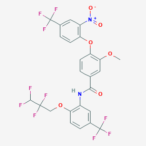 molecular formula C25H16F10N2O6 B11081940 3-methoxy-4-[2-nitro-4-(trifluoromethyl)phenoxy]-N-[2-(2,2,3,3-tetrafluoropropoxy)-5-(trifluoromethyl)phenyl]benzamide 