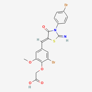 (2-bromo-4-{(Z)-[3-(4-bromophenyl)-2-imino-4-oxo-1,3-thiazolidin-5-ylidene]methyl}-6-methoxyphenoxy)acetic acid