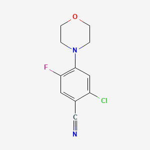 molecular formula C11H10ClFN2O B11081981 Benzonitrile, 2-chloro-5-fluoro-4-morpholin-4-yl- 