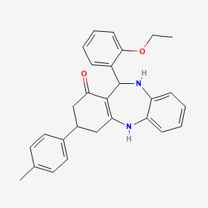 molecular formula C28H28N2O2 B11082012 11-(2-ethoxyphenyl)-3-(4-methylphenyl)-2,3,4,5,10,11-hexahydro-1H-dibenzo[b,e][1,4]diazepin-1-one 