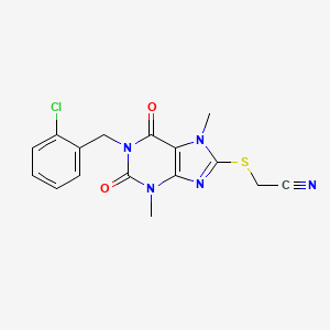 molecular formula C16H14ClN5O2S B11082020 {[1-(2-chlorobenzyl)-3,7-dimethyl-2,6-dioxo-2,3,6,7-tetrahydro-1H-purin-8-yl]sulfanyl}acetonitrile 