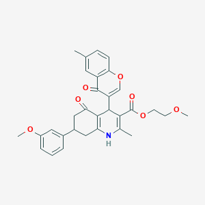 2-methoxyethyl 7-(3-methoxyphenyl)-2-methyl-4-(6-methyl-4-oxo-4H-chromen-3-yl)-5-oxo-1,4,5,6,7,8-hexahydroquinoline-3-carboxylate