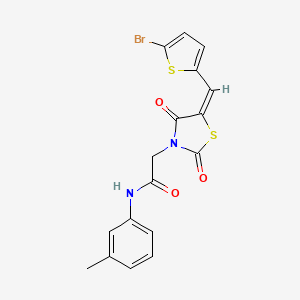 molecular formula C17H13BrN2O3S2 B11082038 2-{(5E)-5-[(5-bromothiophen-2-yl)methylidene]-2,4-dioxo-1,3-thiazolidin-3-yl}-N-(3-methylphenyl)acetamide 