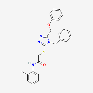 molecular formula C25H24N4O2S B11082046 2-{[4-benzyl-5-(phenoxymethyl)-4H-1,2,4-triazol-3-yl]sulfanyl}-N-(2-methylphenyl)acetamide CAS No. 483969-13-7