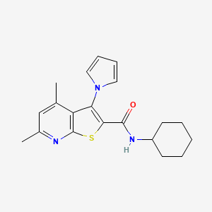 molecular formula C20H23N3OS B11082070 N-cyclohexyl-4,6-dimethyl-3-(1H-pyrrol-1-yl)thieno[2,3-b]pyridine-2-carboxamide 