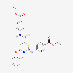 ethyl 4-{[(2Z)-3-benzyl-6-{[4-(ethoxycarbonyl)phenyl]carbamoyl}-4-oxo-1,3-thiazinan-2-ylidene]amino}benzoate