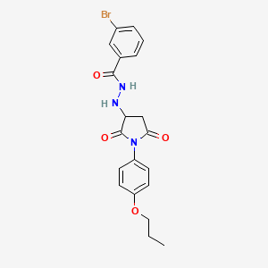 molecular formula C20H20BrN3O4 B11082084 3-bromo-N'-[2,5-dioxo-1-(4-propoxyphenyl)pyrrolidin-3-yl]benzohydrazide 