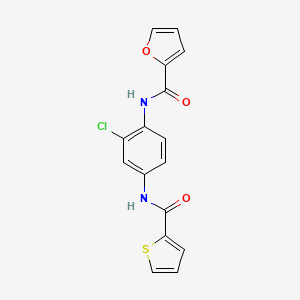 molecular formula C16H11ClN2O3S B11082094 N-{2-chloro-4-[(thiophen-2-ylcarbonyl)amino]phenyl}furan-2-carboxamide 