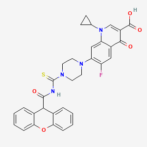 molecular formula C32H27FN4O5S B11082101 1-cyclopropyl-6-fluoro-4-oxo-7-{4-[(9H-xanthen-9-ylcarbonyl)carbamothioyl]piperazin-1-yl}-1,4-dihydroquinoline-3-carboxylic acid 