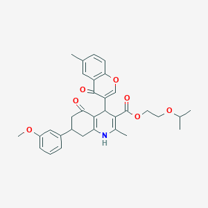 molecular formula C33H35NO7 B11082113 2-(propan-2-yloxy)ethyl 7-(3-methoxyphenyl)-2-methyl-4-(6-methyl-4-oxo-4H-chromen-3-yl)-5-oxo-1,4,5,6,7,8-hexahydroquinoline-3-carboxylate 