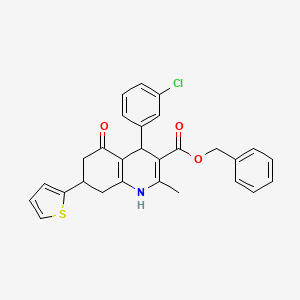 Benzyl 4-(3-chlorophenyl)-2-methyl-5-oxo-7-(thiophen-2-yl)-1,4,5,6,7,8-hexahydroquinoline-3-carboxylate