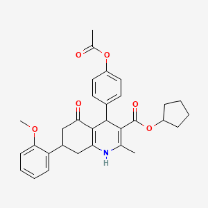 molecular formula C31H33NO6 B11082134 Cyclopentyl 4-[4-(acetyloxy)phenyl]-7-(2-methoxyphenyl)-2-methyl-5-oxo-1,4,5,6,7,8-hexahydroquinoline-3-carboxylate 