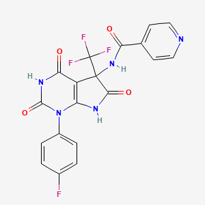 molecular formula C19H11F4N5O4 B11082153 N-[1-(4-fluorophenyl)-2,4,6-trioxo-5-(trifluoromethyl)-2,3,4,5,6,7-hexahydro-1H-pyrrolo[2,3-d]pyrimidin-5-yl]isonicotinamide 