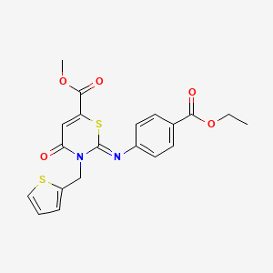 molecular formula C20H18N2O5S2 B11082180 methyl (2Z)-2-{[4-(ethoxycarbonyl)phenyl]imino}-4-oxo-3-(thiophen-2-ylmethyl)-3,4-dihydro-2H-1,3-thiazine-6-carboxylate 