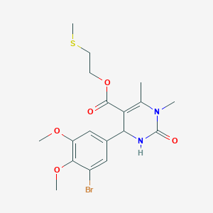 molecular formula C18H23BrN2O5S B11082195 2-(Methylsulfanyl)ethyl 4-(3-bromo-4,5-dimethoxyphenyl)-1,6-dimethyl-2-oxo-1,2,3,4-tetrahydropyrimidine-5-carboxylate 