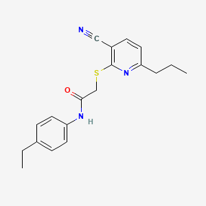 molecular formula C19H21N3OS B11082196 2-[(3-cyano-6-propylpyridin-2-yl)sulfanyl]-N-(4-ethylphenyl)acetamide 