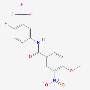 molecular formula C15H10F4N2O4 B11082209 N-[4-fluoro-3-(trifluoromethyl)phenyl]-4-methoxy-3-nitrobenzamide 