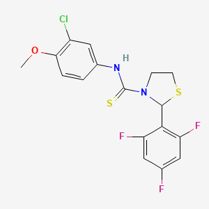 molecular formula C17H14ClF3N2OS2 B11082233 N-(3-chloro-4-methoxyphenyl)-2-(2,4,6-trifluorophenyl)-1,3-thiazolidine-3-carbothioamide 