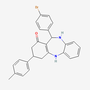 molecular formula C26H23BrN2O B11082239 11-(4-bromophenyl)-3-(4-methylphenyl)-2,3,4,5,10,11-hexahydro-1H-dibenzo[b,e][1,4]diazepin-1-one 