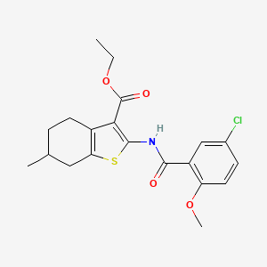 molecular formula C20H22ClNO4S B11082299 Ethyl 2-{[(5-chloro-2-methoxyphenyl)carbonyl]amino}-6-methyl-4,5,6,7-tetrahydro-1-benzothiophene-3-carboxylate 